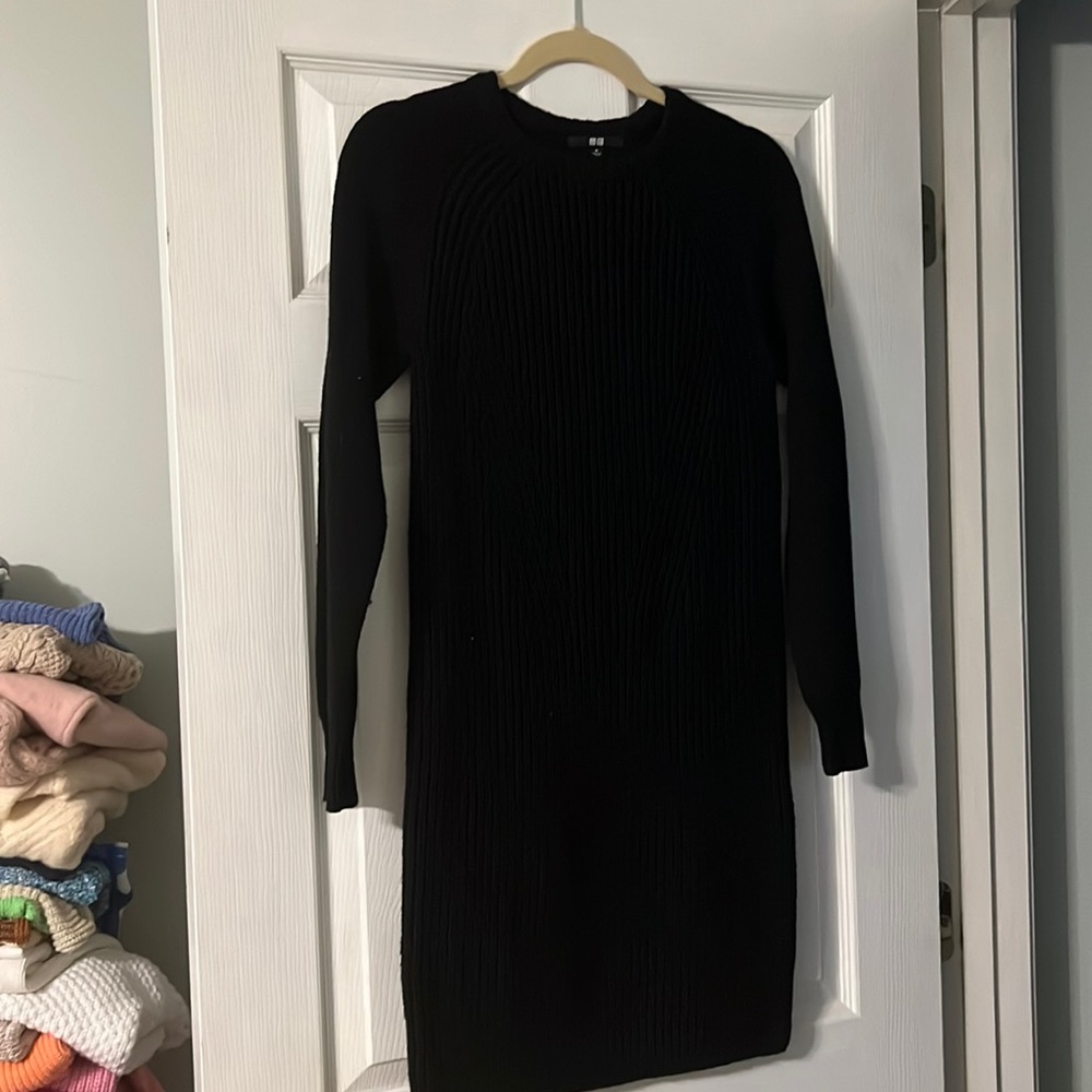 Uniqlo Heat Tech Black Knit Sweater dress.